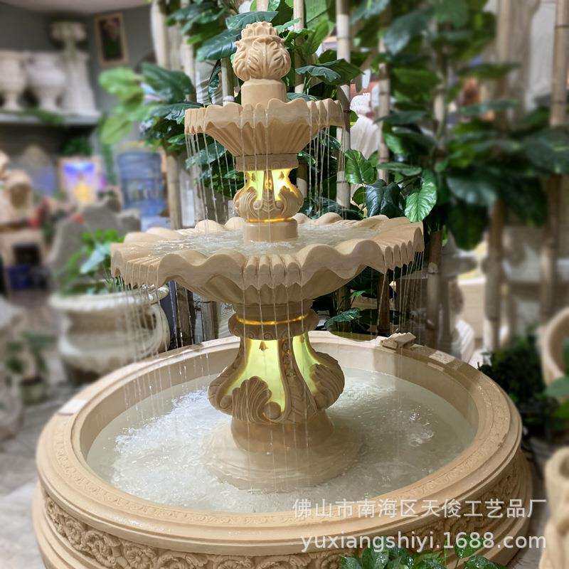 欧式喷泉透光喷泉大型花园雕塑景观摆件砂岩工艺品园林景观喷泉