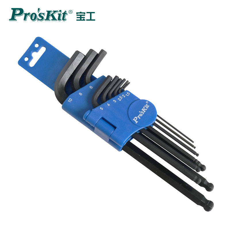 宝工（Pro'skit) 8PK-028 平头内六角扳手组S2合金钢球型 9件套