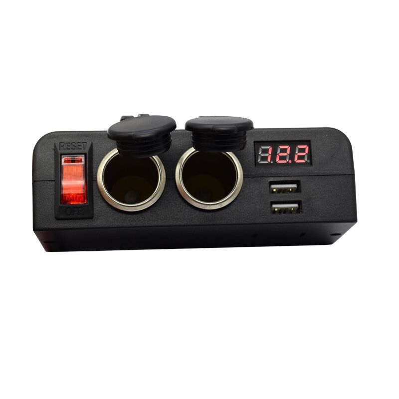 双孔点烟器双USB车充LED开关