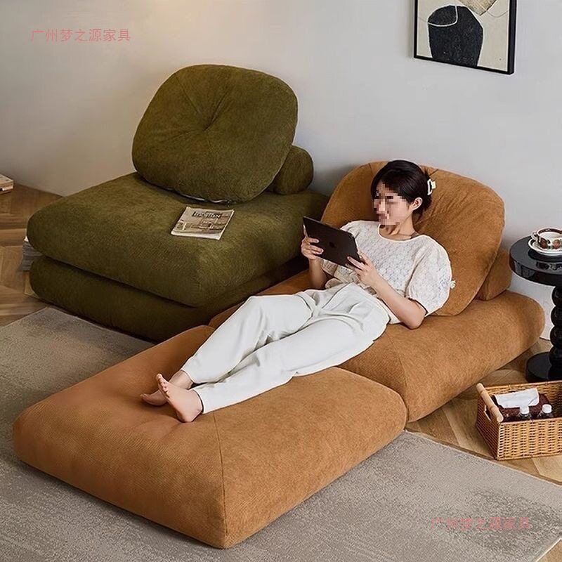 落地沙发麻薯沙发床小户型客厅折叠拆洗两用奶油豆腐块懒人榻榻米