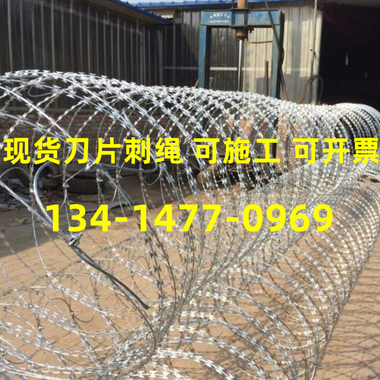 防锈刀片刺绳防盗刺网镀锌刺丝滚笼围墙防爬防盗铁丝网围栏铁刺网图片