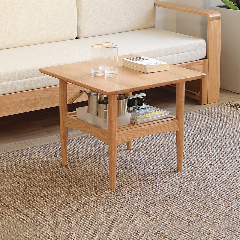 小茶几方桌沙发边柜侧边柜四方形客厅实木边几小尺寸双层小方桌子
