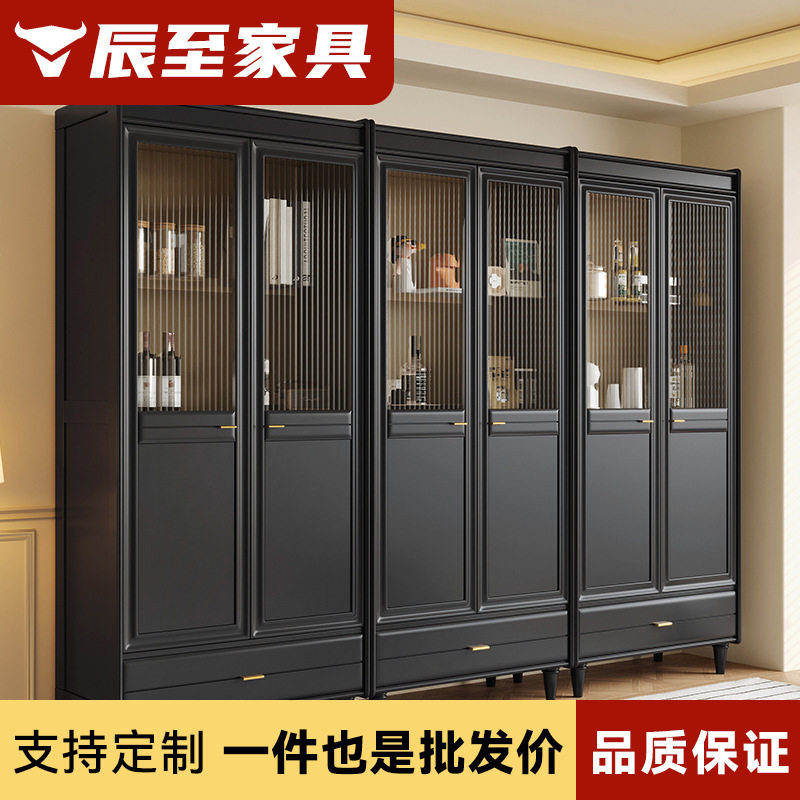 实木书柜带玻璃门美式法式复古风半墙收纳置物书橱中古防尘展示柜