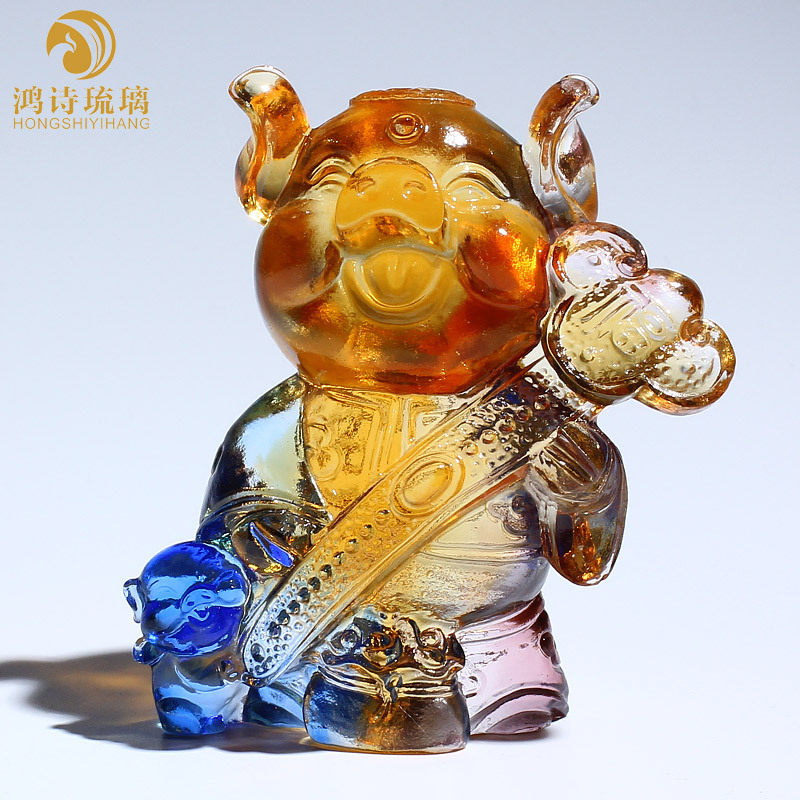 琉璃工艺品十二生肖小猪可爱手工制作创意摆件小工艺品家居装饰品
