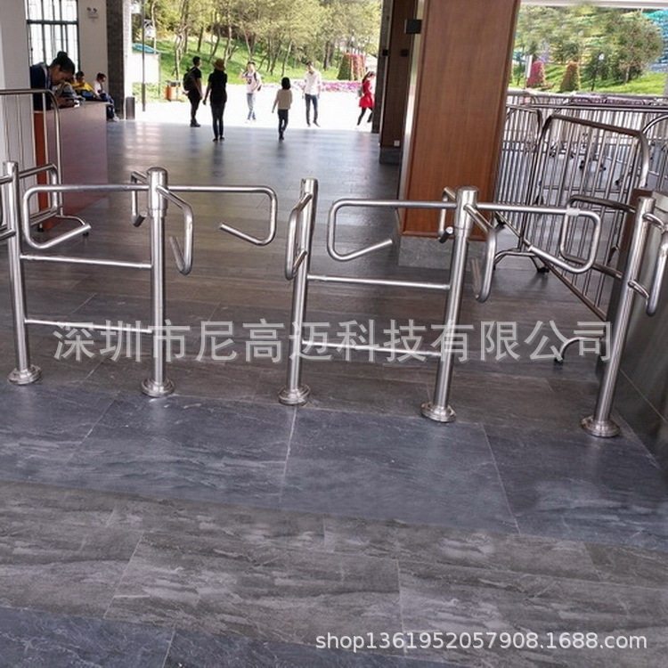 现货十字旋转滚闸景区超市通道入口单向转闸泳池出口手推半高棍扎