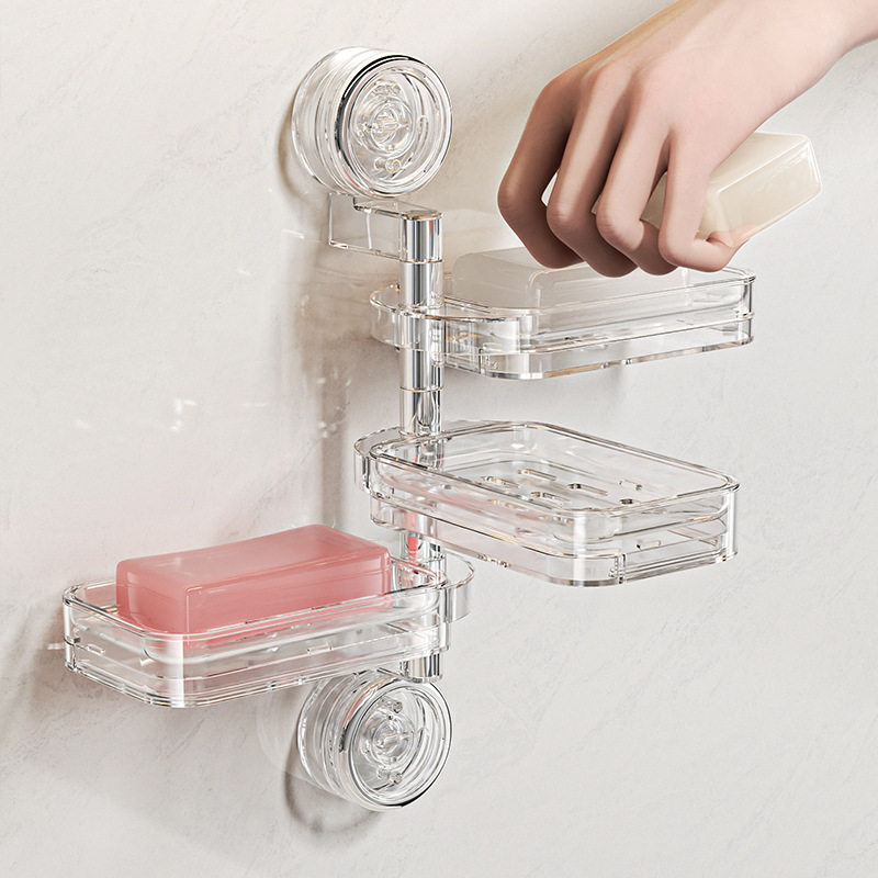 吸盘肥皂盒免打孔壁挂式卫生间旋转香皂盒浴室家用沥水盒肥皂盒子