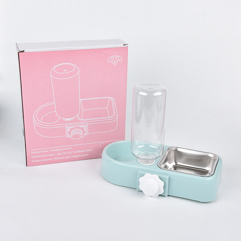 宠物自动饮水机喂食喂水狗碗猫盆不锈钢碗饮水器狗狗猫咪挂碗组合