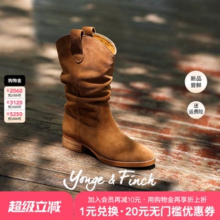 粗跟堆堆靴英伦风中筒靴子JOYCE YongeFinch扬芬缇2026开春新款