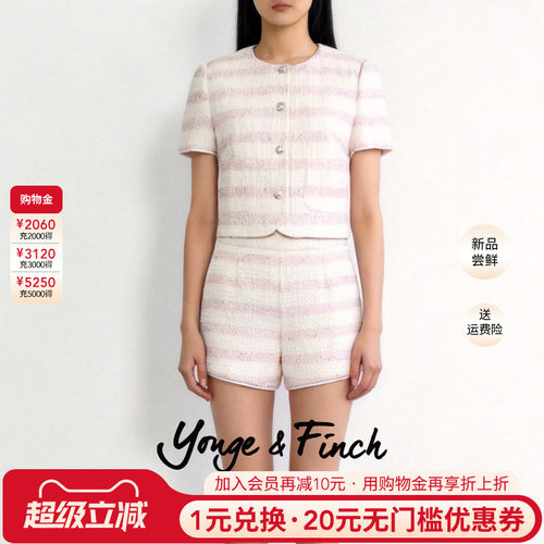 YongeFinch扬芬缇2026春新款小香风套装女短袖短裤套装BONNIEY