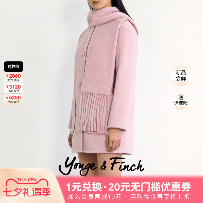 YongeFinch扬芬缇甜美保暖中长款单排扣毛妮外套秋冬上衣NEELIEY