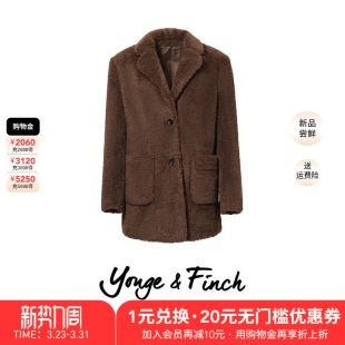 YongeFinch扬芬缇2026春季 外套JETTYY 加厚复古皮草大衣呢子西装