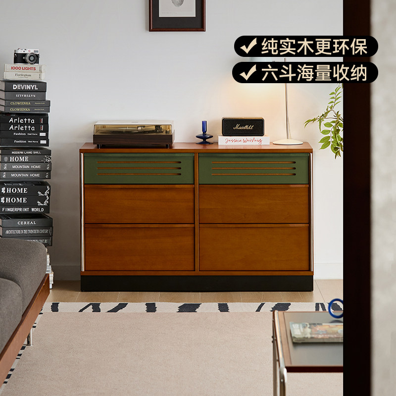 MUU银翼全实木中古风六斗柜图片