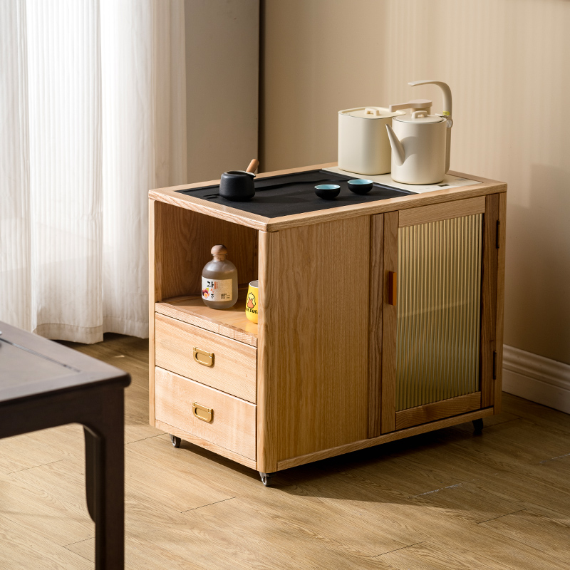 白蜡木茶水柜移动茶台烧水壶一体