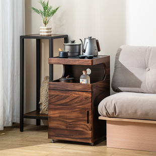 胡桃木茶吧机实木移动茶台边柜烧水壶一体茶桌边几家用水桶烧水柜