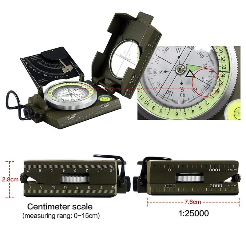直销Mulitifunctional Outdoor Survival Military Compass Campi