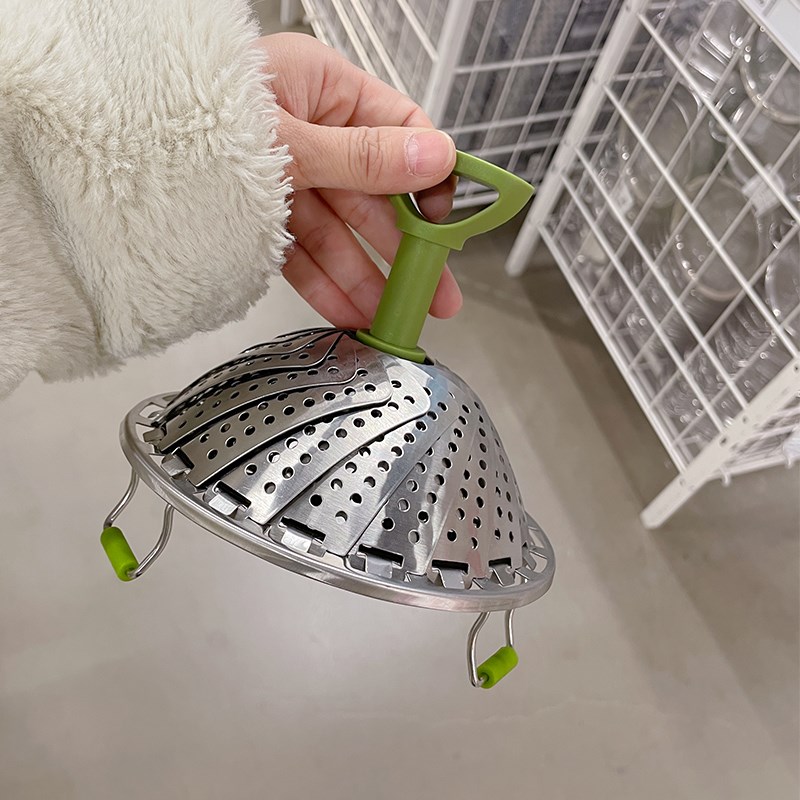 热销可手提不锈钢折叠蒸笼架厨房工具家用多功能加厚蒸盘器蒸屉笼