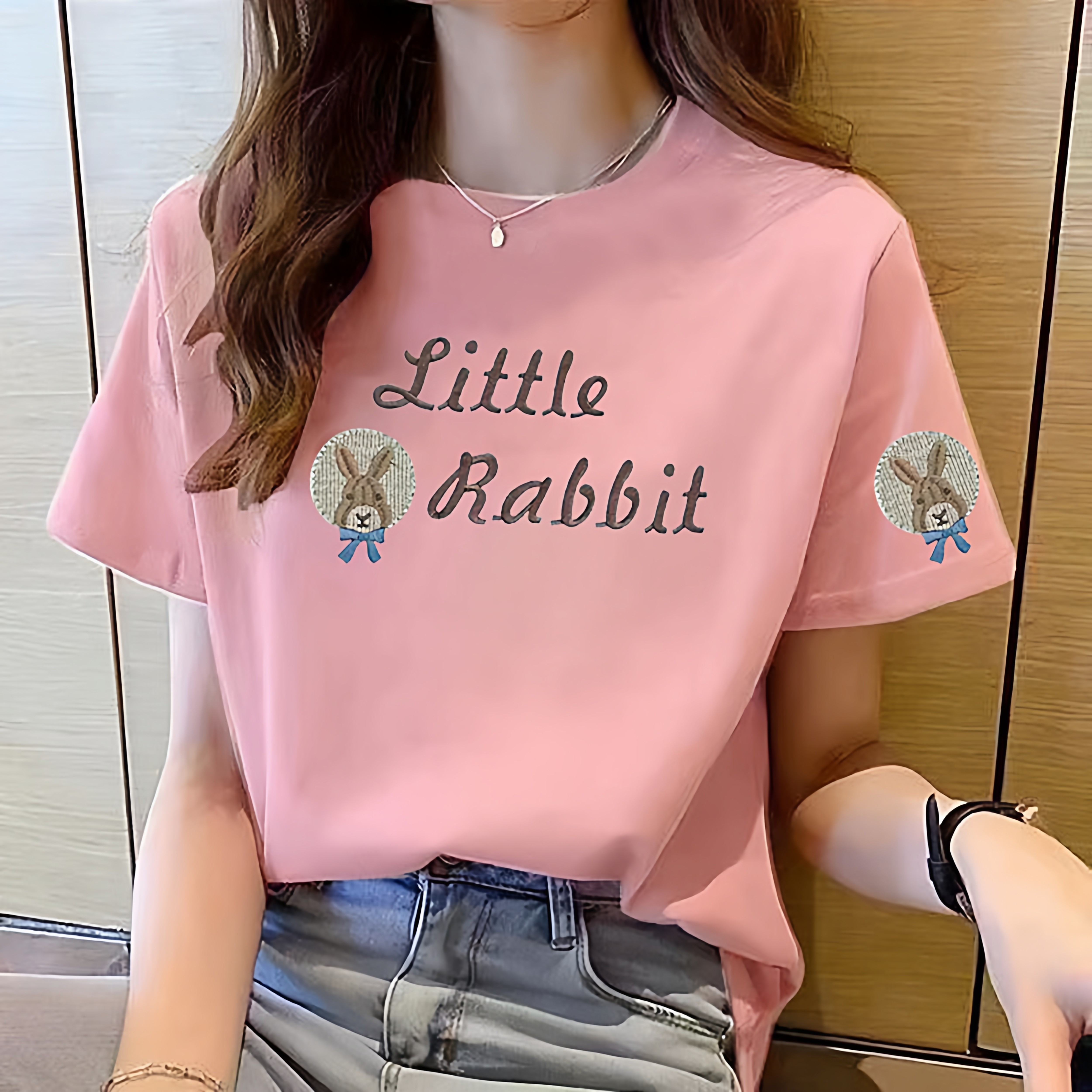 短袖t恤女2026新款夏季正肩100%纯棉设计圆领印花上衣胖MM加大码