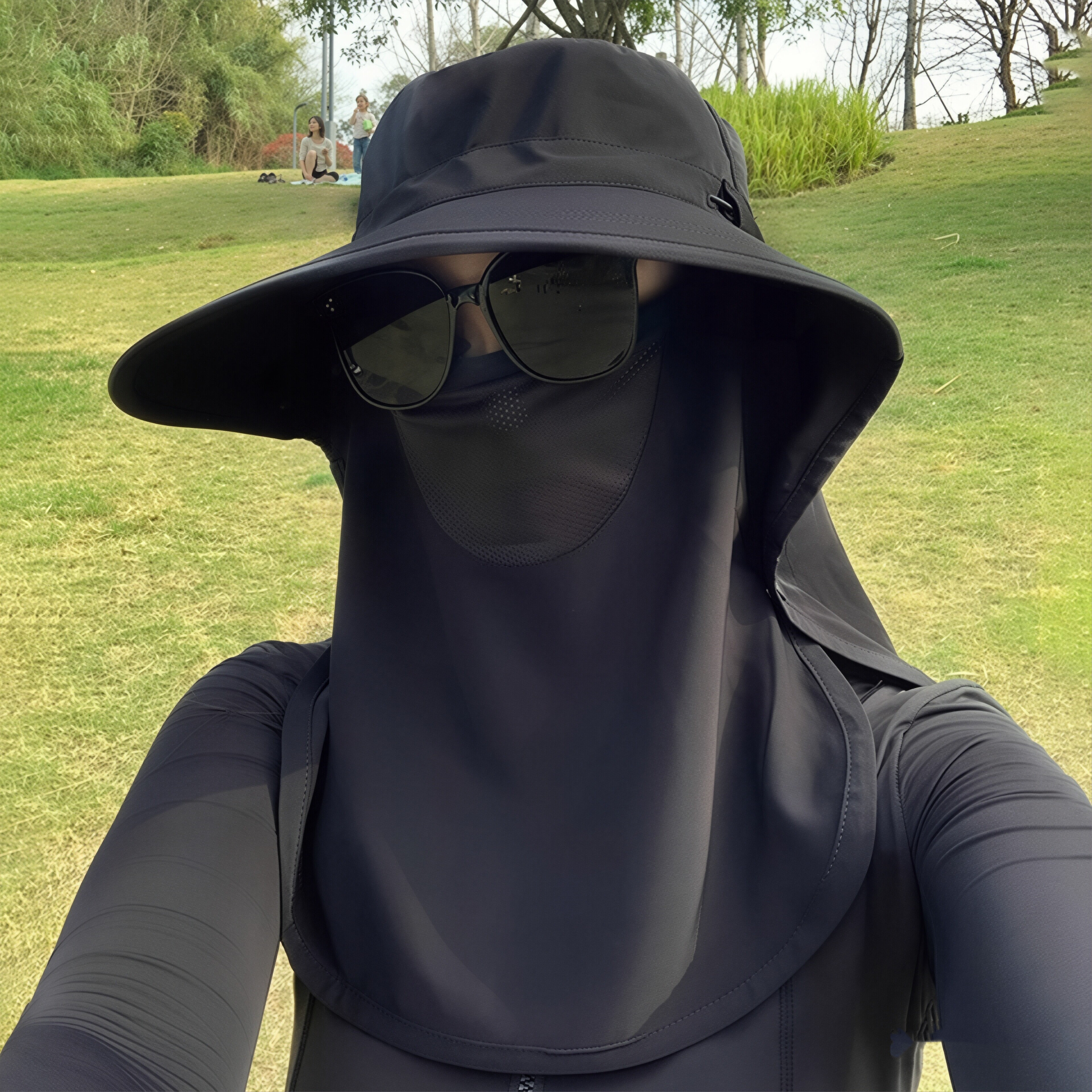 全方位防晒黑色帽子面罩一体女夏季2026新款遮阳防紫外线遮阳帽子