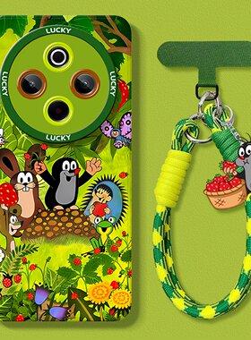 适用于vivoy500pro手机壳新款女Y500可爱鼹鼠viviy500高级好看绿色五百镜头全包防摔vovoy500硅胶外壳带挂绳