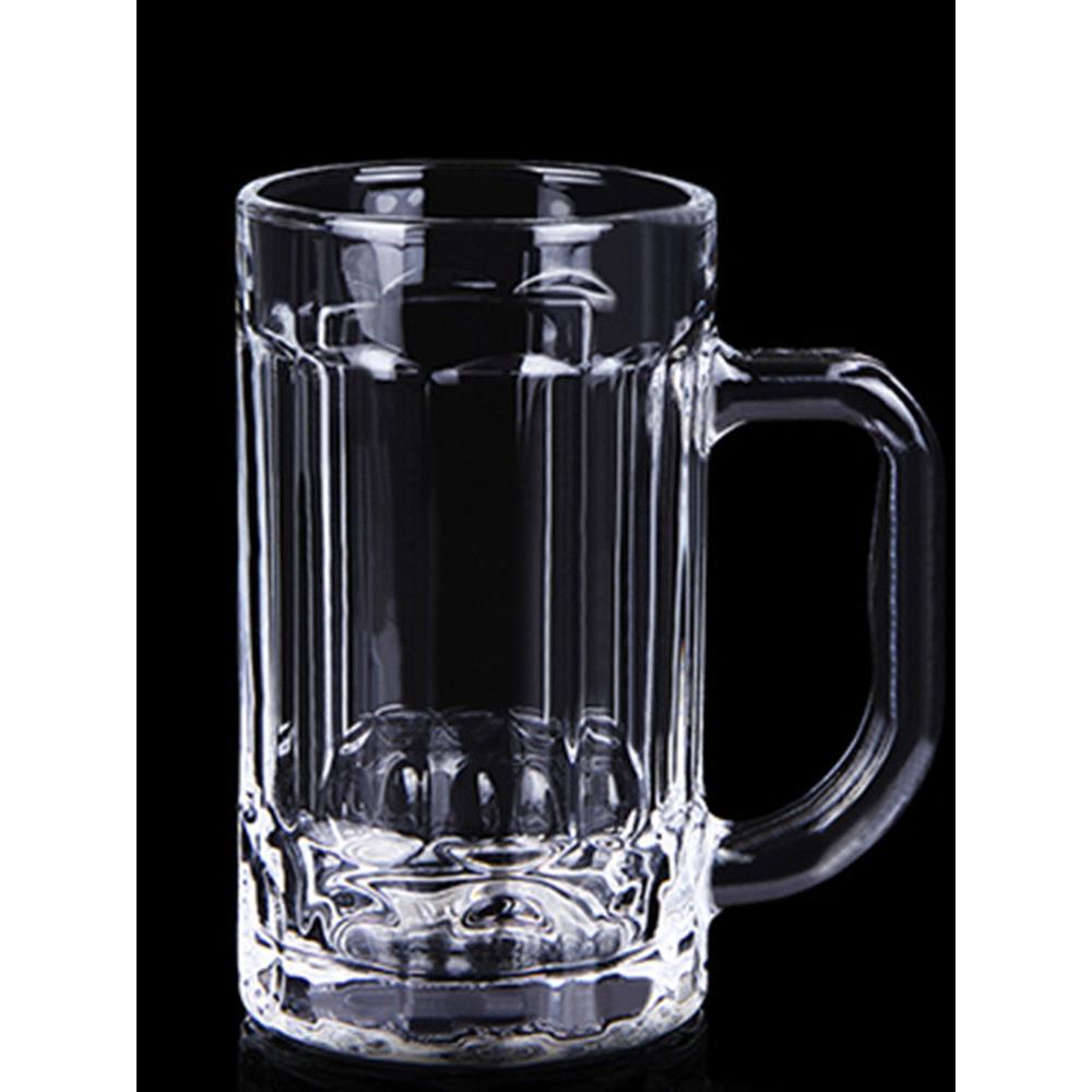 家用加厚带把手玻璃杯耐热泡茶杯喝水杯大容量果汁杯钢化啤酒杯子