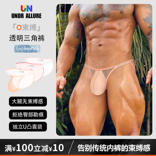 2条装透明三角内裤性感舒适透气