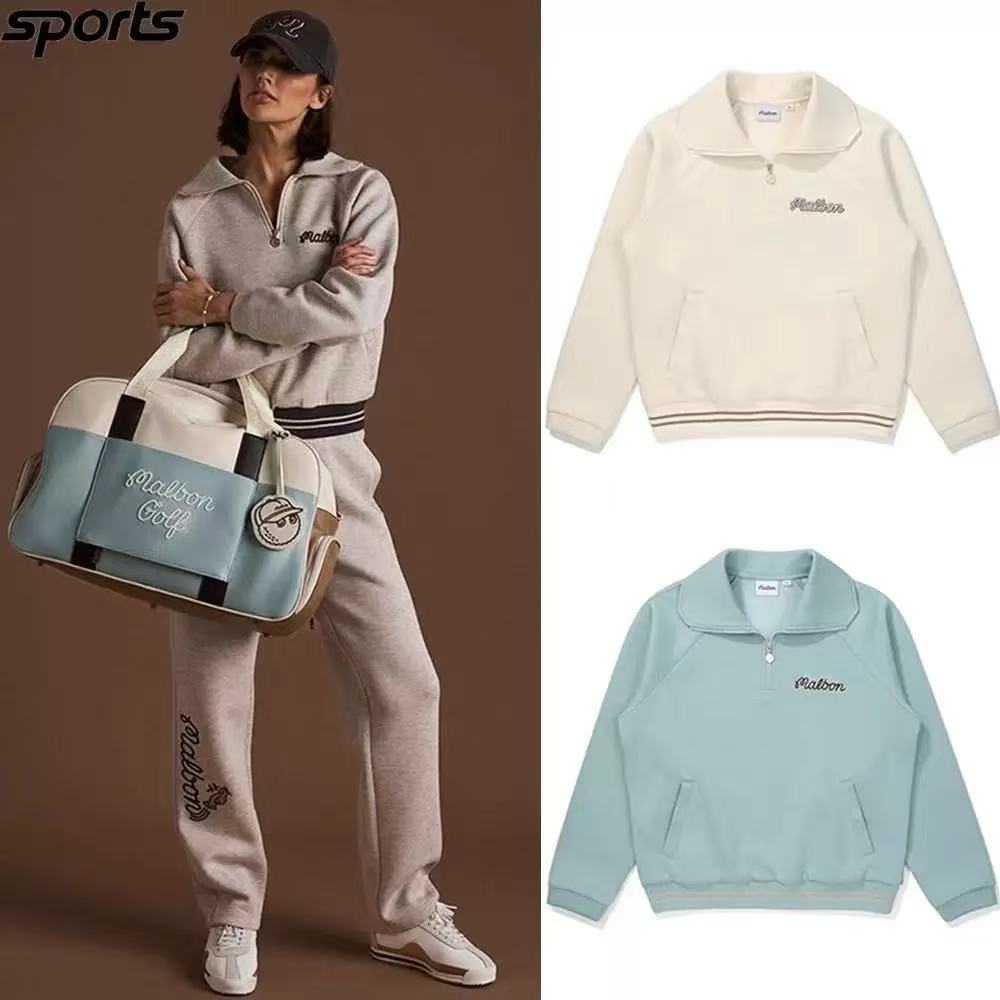 韩国MALBON高尔夫女装2025秋冬季运动休闲半拉链外套时尚翻领卫衣