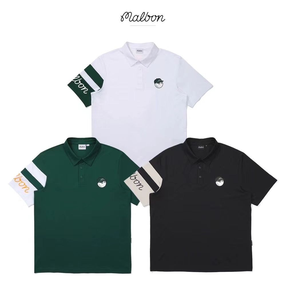 25夏季韩国MALBON高尔夫服装男款短袖冰丝运动速干休闲时尚POLO衫