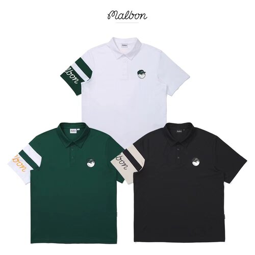 25夏季韩国MALBON高尔夫服装男款短袖冰丝运动速干休闲时尚POLO衫