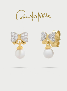 RuedesMille 珍珠耳钉蝴蝶结耳环女甜美百搭耳饰ORZWLOBMICFIOAU