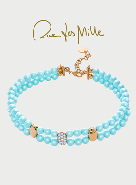 明星同款RuedesMille绿松石双层手链串珠轻奢小众精致手串送女友