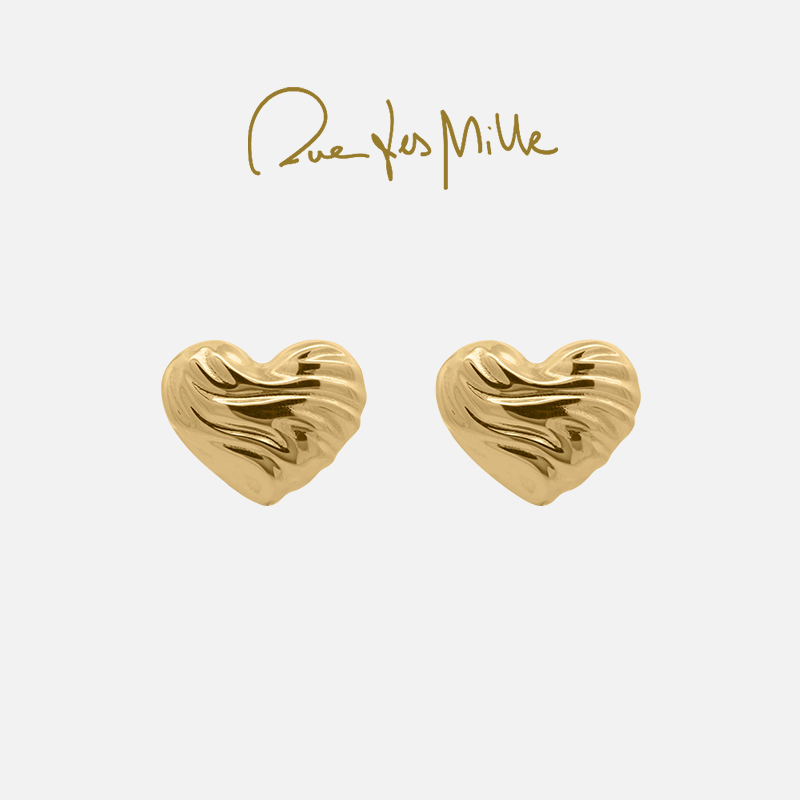 【新品】RuedesMille 意大利原创设计水波纹爱心耳钉女OR033M2AU