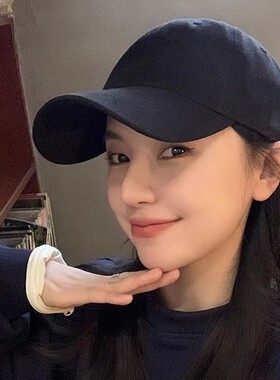 网红软顶鸭舌帽男士大头围休闲帽子女显脸小百搭灰色棒球帽宽帽檐