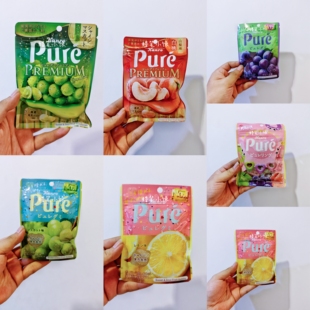 香港代购 日本进口PURE甘乐柠檬味/紫葡萄味/青提橡皮软糖56g人气