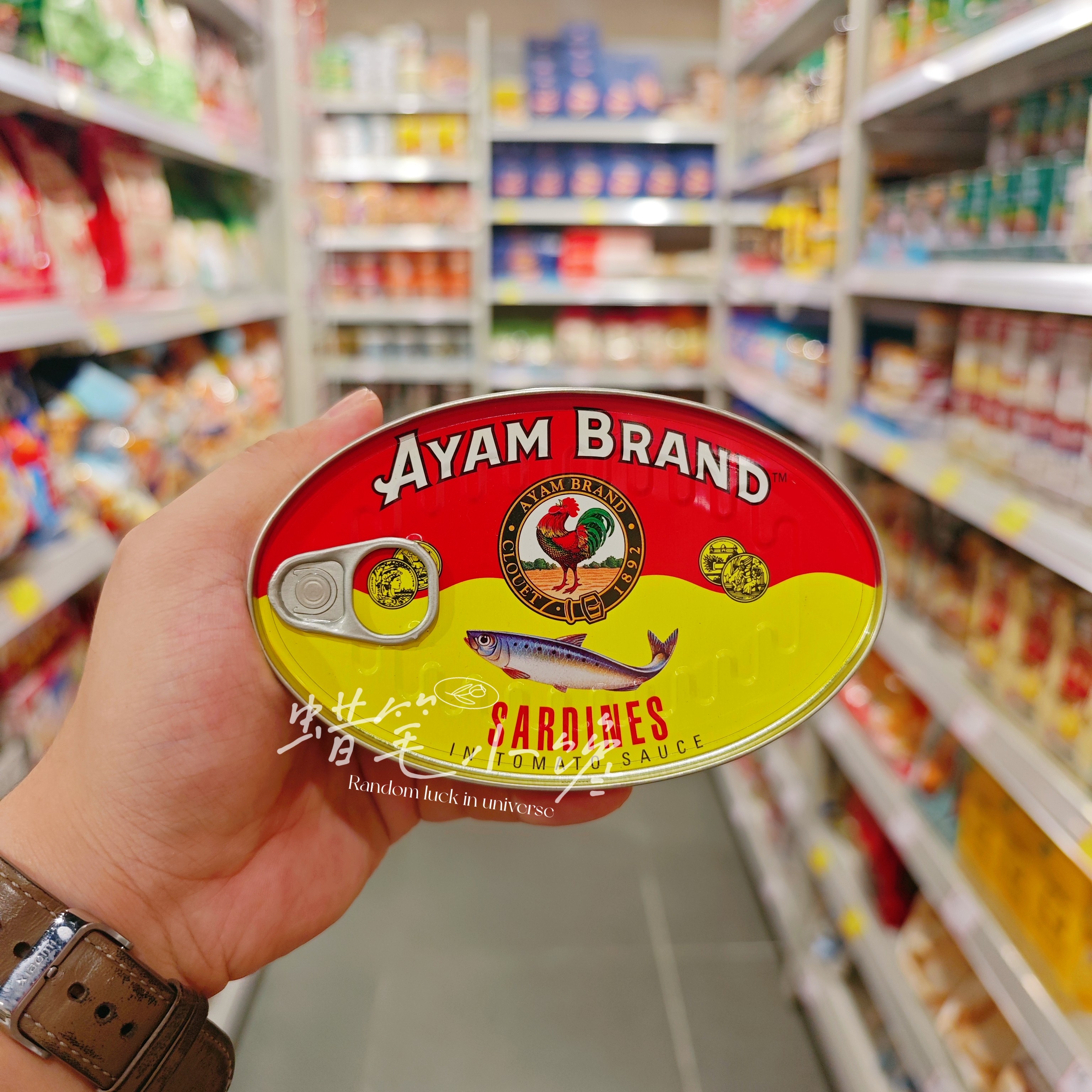 香港代购 马来西亚 雄鸡標 地扪 原味番茄汁浸沙丁鱼罐头即食鱼