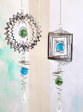 创意金属不锈钢风铃立体可折叠旋转风铃室内装饰挂件跨境货源