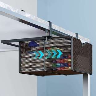 办公桌下收纳柜抽屉式盒置物架横杠悬挂篮筐桌底抽