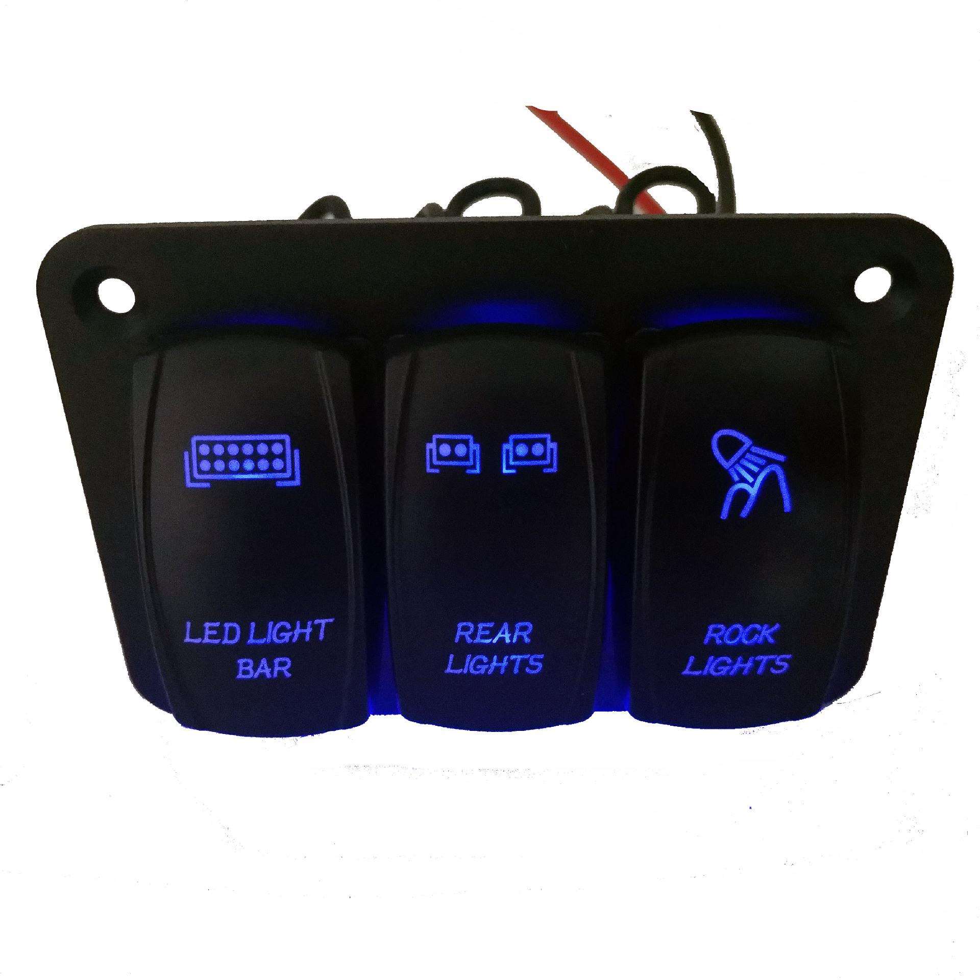 汽车改装面板开关 3gang 船型开关组合 单排开关图案款