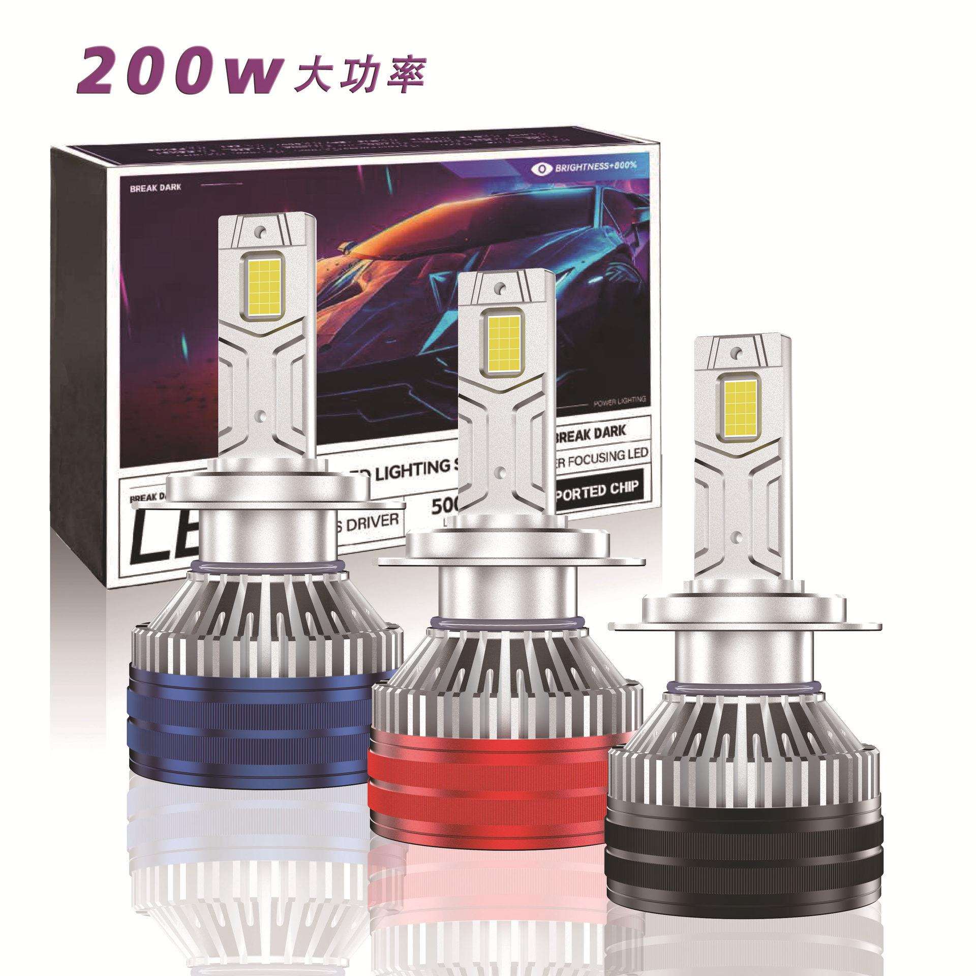 跨境爆款24V货车led大灯双铜管200W大功率超亮H4H1h7H1货车前大灯