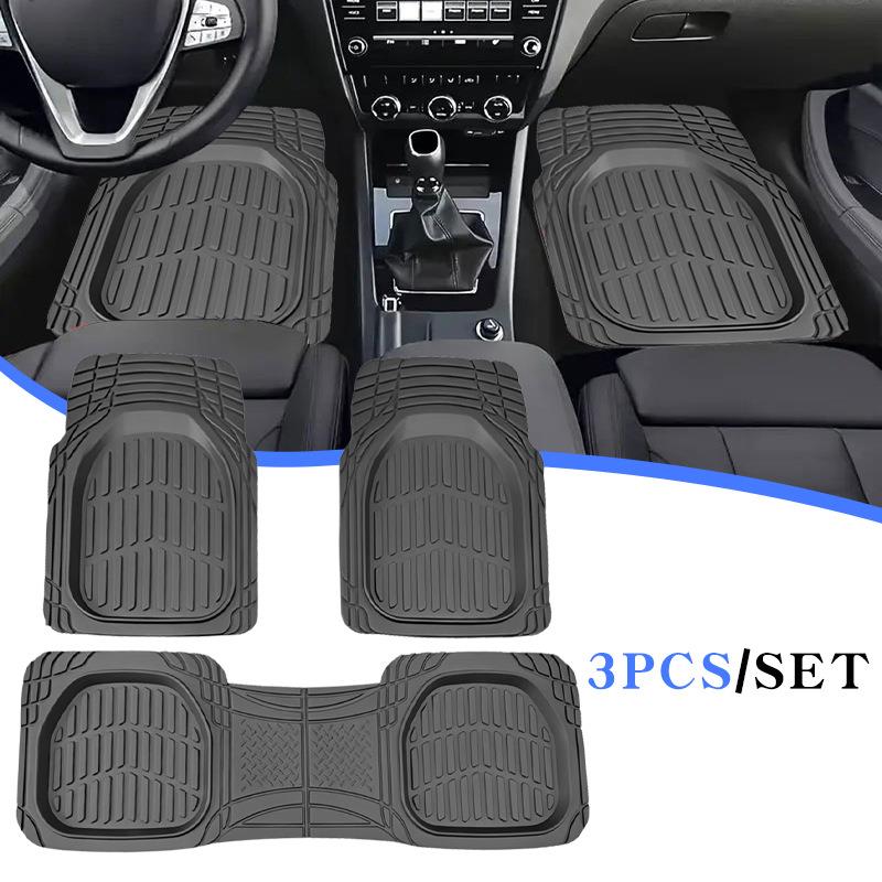 跨境车内防滑耐磨汽车主驾驶保护地垫橡胶三件套汽车四季通用脚垫