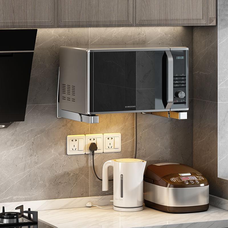 #304不锈钢微波炉架壁挂式厨房架子置物架烤箱烤炉收纳托架