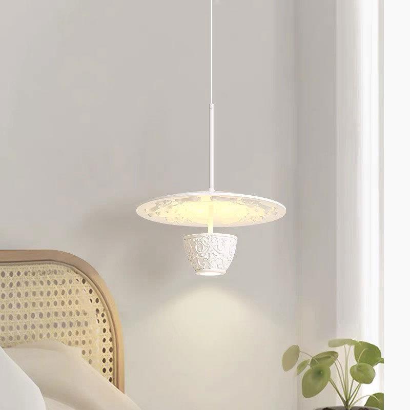 法式复古浮雕树脂吊灯卧室床头吊灯奶油风创意餐厅客厅装饰灯具无