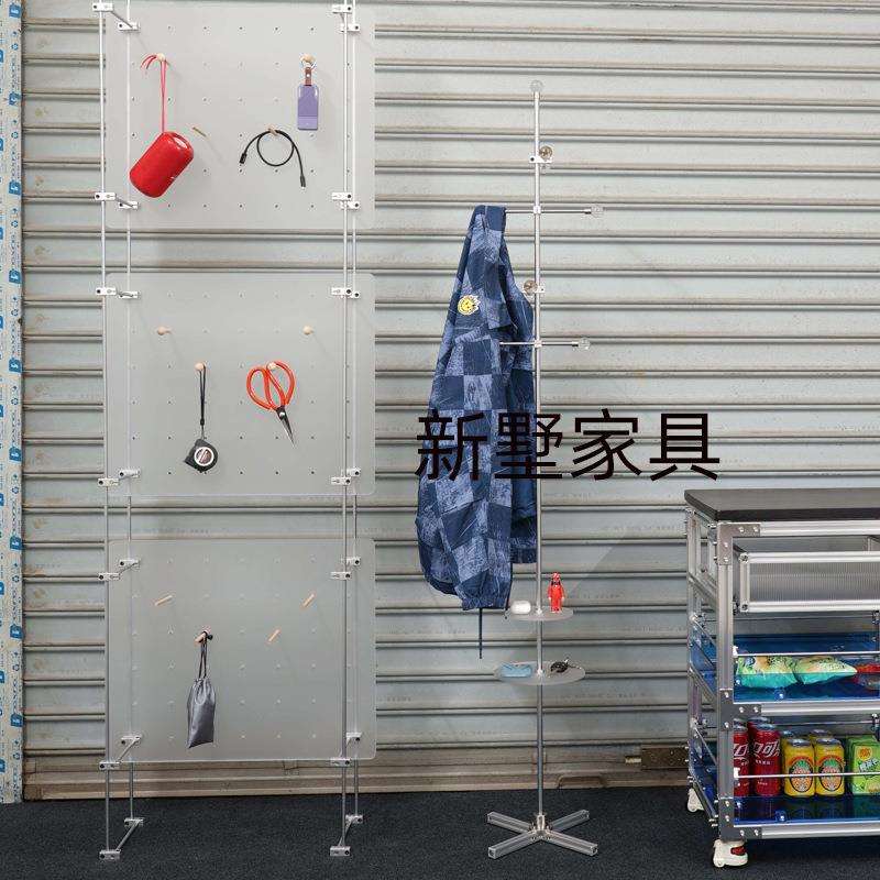 设计师款光轴落地衣帽架中古风不锈钢落地铝型材架客厅卧室挂衣架