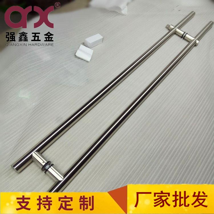 现代简约带锁玻璃门拉手 304不锈钢店铺门面拉丝把手五金厂家