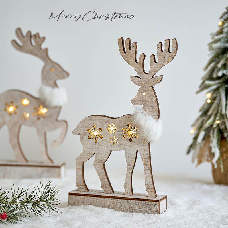 圣诞装饰品圣诞麋鹿木质摆件家用桌面装饰品节日场景布置拍照道具