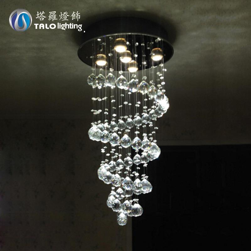 跨境LED水晶灯具现代客厅灯卧室吸顶灯 简约螺旋餐厅吊灯过道灯