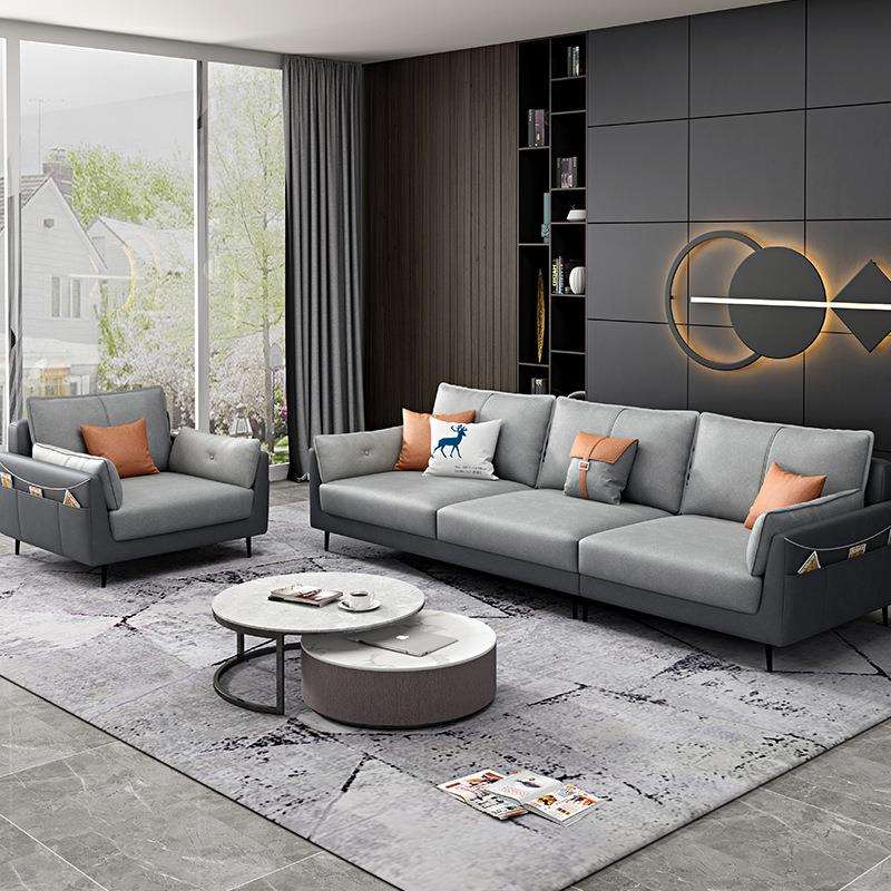 极简科技布沙发组合现代简约小户型客厅直排三人布艺沙发乳胶填充