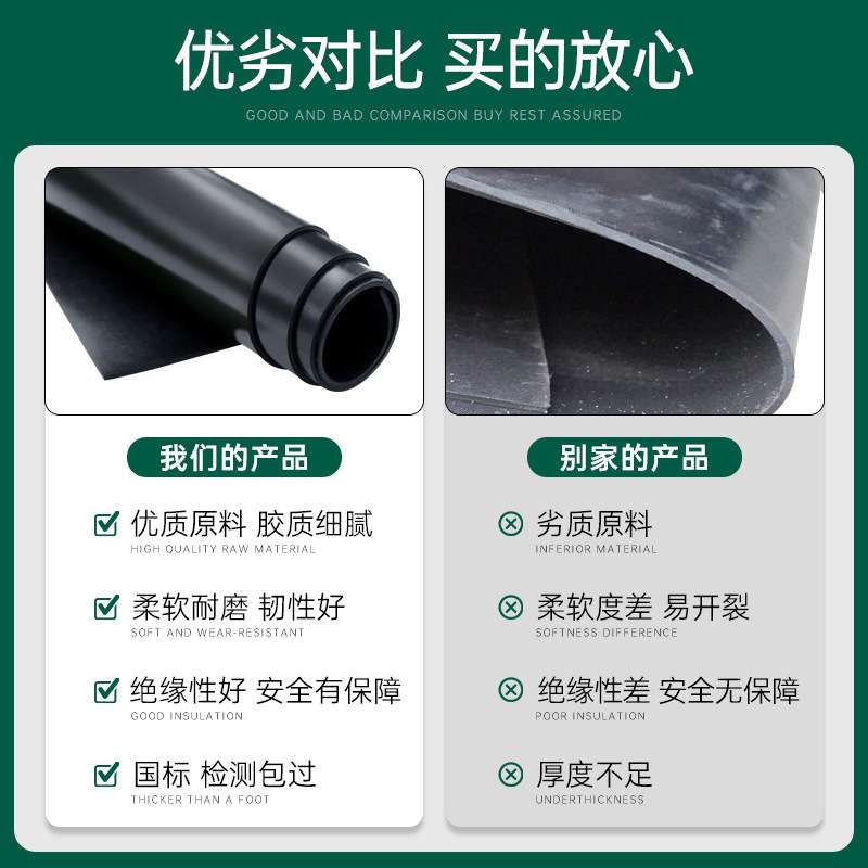 高压绝缘橡胶垫配电房阻燃黑色胶皮垫软垫配电室防滑垫地毯橡胶板
