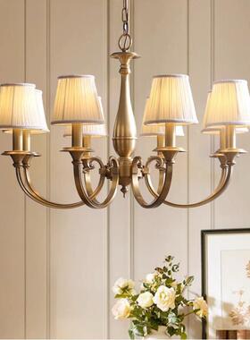 美式客厅全铜吊灯创意卧室灯美式乡村田园风格个性主卧房间灯具