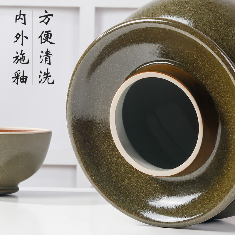 热销陶瓷泡菜坛子 双盖密封腌菜罐腌咸盐鸭蛋 储物罐子家用大号泡