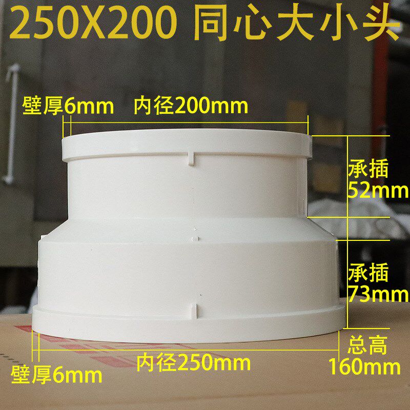 热销大口径PVC排水管件同心大小头口径从200做到500pvc异径管链接